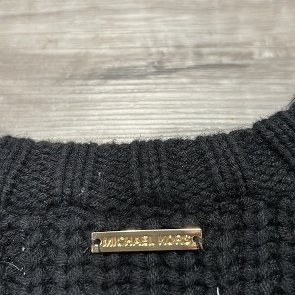 Michael Kors black chunky knit ribbed gold stud pullover sweater large - Picture 7 of 7